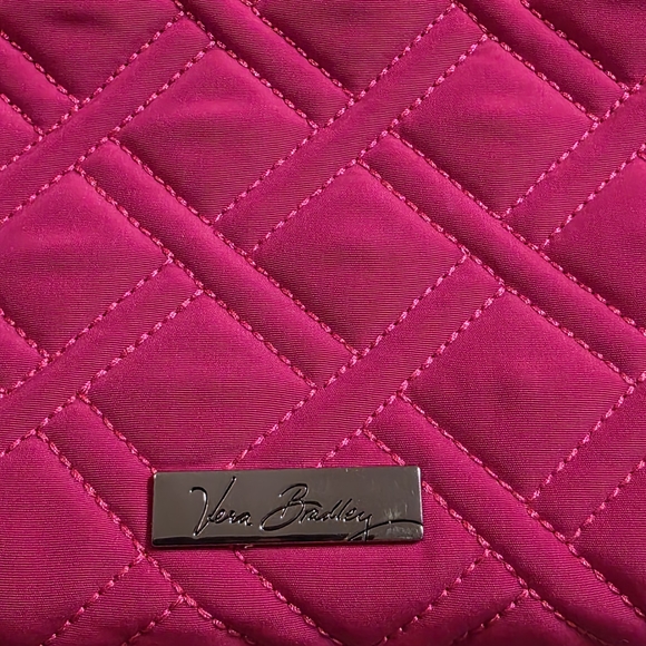 Vera Bradley Triple Zip Hipster Pink Quilted Microfiber Crossbody Purse - Picture 4 of 16
